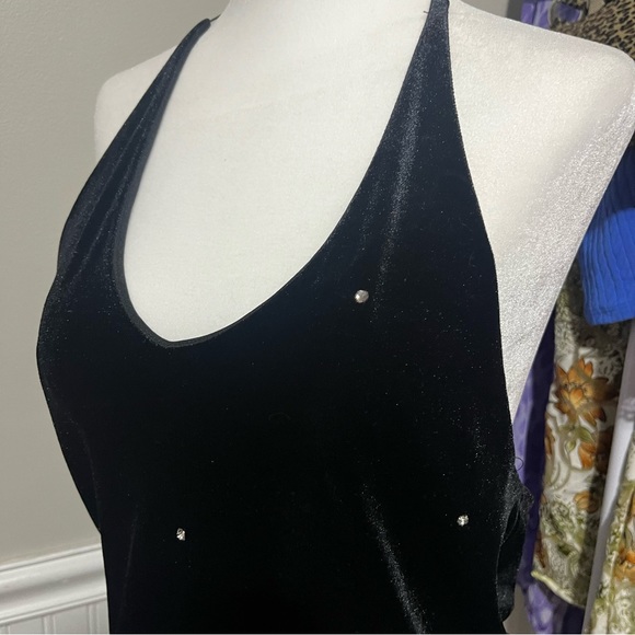 RAG Velvet & Rhinestone Y2K Halter Top - Picture 2 of 4